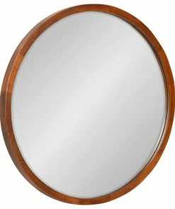 Cheapest 💯 Uniek McLean Round Wood Framed Wall Mirror, Walnut Brown 24 Diameter 🌟