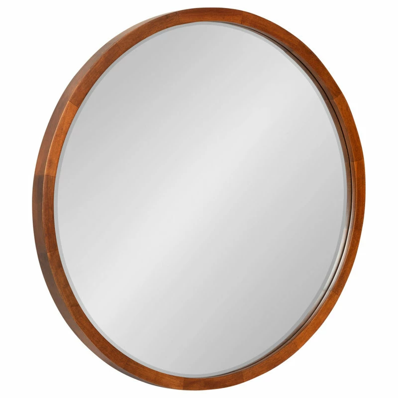 Cheapest ๐ฏ Uniek McLean Round Wood Framed Wall Mirror, Walnut Brown 24 Diameter ๐