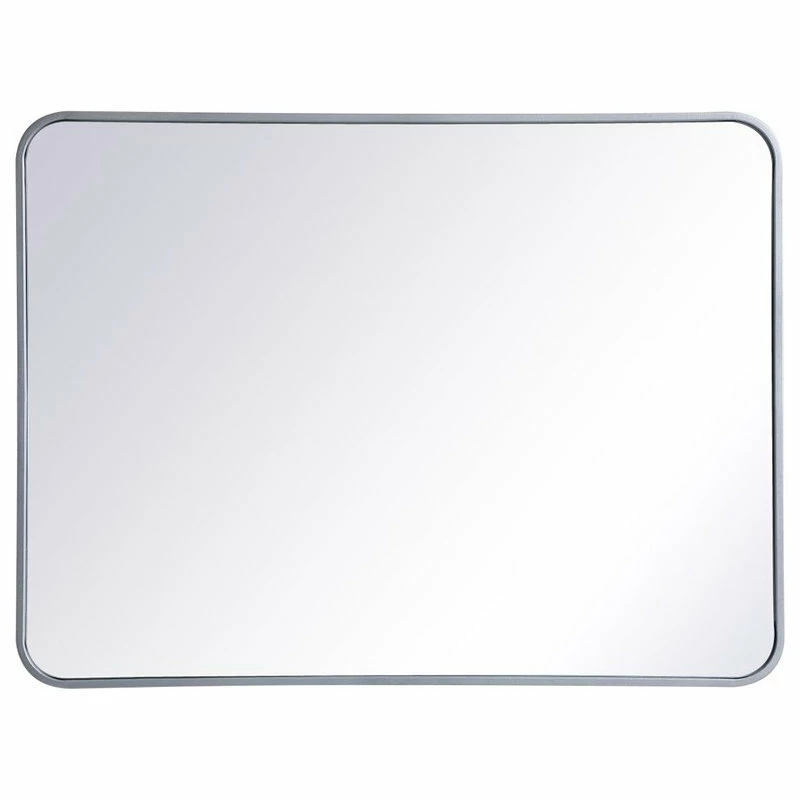 Outlet ๐ Elegant Furniture & Lighting Ellis Soft Corner Metal Rectangular Mirror, 27"x36", Silver ๐