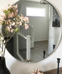 Deals ⭐ FrameMyMirror Cheyenne Framed Round Mirror, Nickel ✔️