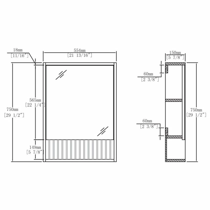 Cheap ๐ Fine Fixtures Venezian 18" Medicine Cabinet, Rock Gray, 22" ๐ฏ - Image 4