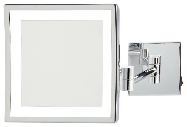 Budget โค๏ธ Jerdon 8" X 8" LED Lighted Wall Mirror, Direct Wire, 5X Mag, Chrome ๐