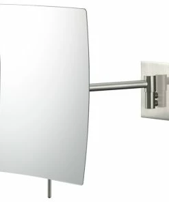 Discount 😉 Aptations Minimalist Rectangular Wall Mirror With 3x Magnification, Brushed Nickel 🔥