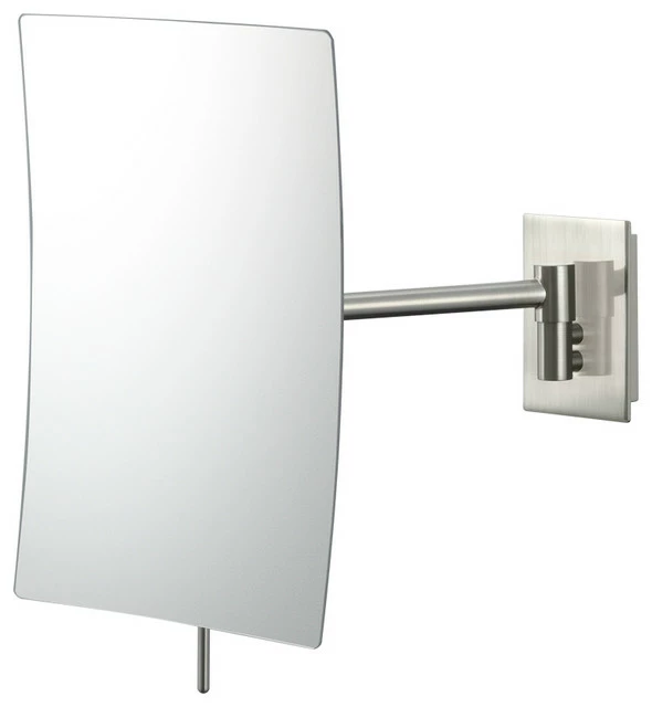 Discount 😉 Aptations Minimalist Rectangular Wall Mirror With 3x Magnification, Brushed Nickel 🔥