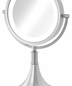 Flash Sale 🌟 Jerdon Sharper Image 8.5" Battery LED Lighted Mirror, 8X-1X Mag, Nickel ⭐