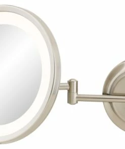 Deals 😍 Aptations Single-Sided Round LED Wall Mirror With Switchable Light Color, Brushed Nickel ⭐