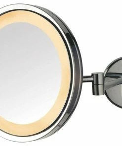 Budget 🌟 Jerdon HL1016CL 9.5-Inch LED Halo Lighted Wall Mount Mirror W/ 5x Magnification 👏