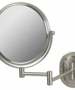 Best Sale 🎉 SEE ALL INDUSTRIES Modern Wall Mounted Make-Up Mirror, Satin Nickel ⭐