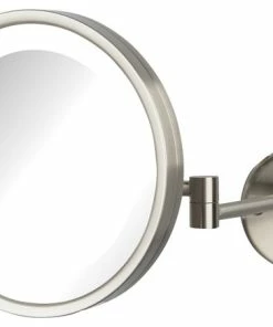 Coupon 😀 Jerdon 9.5", 5X Mag, LED Wall Mount Mirror, Nickel, Direct Wire 👍