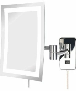 Hot Sale 🤩 SEE ALL INDUSTRIES Modern Wall Mounted Rectangular LED Make-Up Mirror, Chrome 🧨
