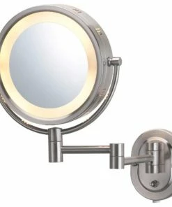Discount 🤩 Jerdon HL65N 8" Two-Sided Swivel Halo Light Wall Mount Mirror, 5x Magnification, 🔥