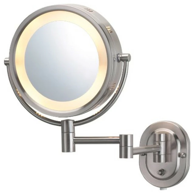 Discount ๐คฉ Jerdon HL65N 8" Two-Sided Swivel Halo Light Wall Mount Mirror, 5x Magnification, ๐ฅ